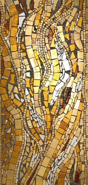 Golden tree Bark Painting titled "Golden tree Bark" by Ta Vira, Original Artwork, Mosaic Mounted on Other rigid panel