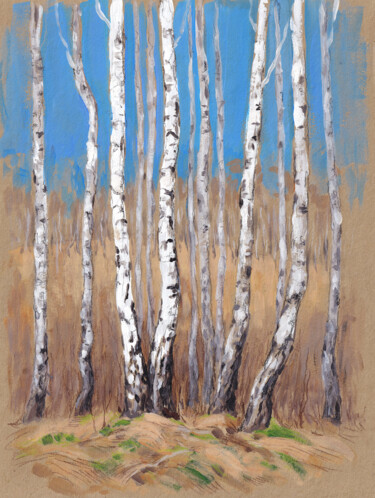 Birch Awakening 제목이 "Birch Awakening"인 그림 Sundra로, 원작, 아크릴