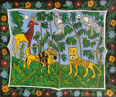 Ζωγραφική με τίτλο "garden of Eden" από Pavel Minchenia, Αυθεντικά έργα τέχνης, Γκουάς
