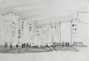 Desenho intitulada "new building" por Pavel Minchenia, Obras de arte originais, Lápis