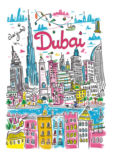 Grafika cyfrowa / sztuka generowana cyfrowo zatytułowany „Dubai Cityscape: Vi…” autorstwa 春宇 关, Oryginalna praca, Obraz gene…