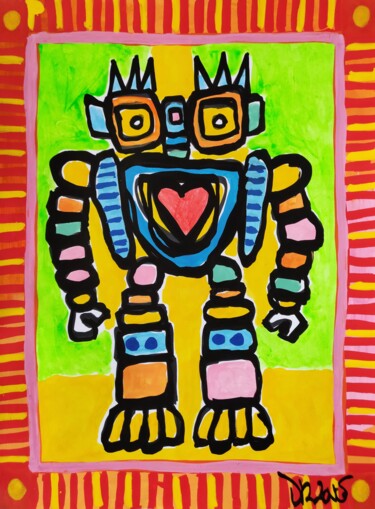 Schilderij getiteld "Robot boy" door Dr. Love, Origineel Kunstwerk, Acryl