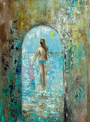 Painting titled "“Gateway to Summer”" by Takush, Original Artwork, Oil Mounted on Wood Stretcher frame