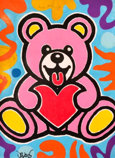 Pintura titulada "Love teddy bear by…" por Dr. Love, Obra de arte original, Acrílico