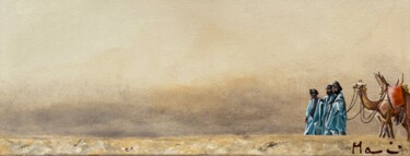 Painting titled "Passi sulla sabbia" by Guido Mannini, Original Artwork, Oil