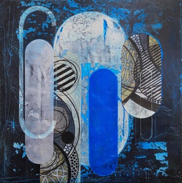 Painting titled "Orbital frequencies" by Christelle Riffet (Céhère), Original Artwork, Acrylic Mounted on Wood Stretcher fra…