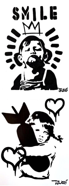 The smile and the bomb ( Tribute to Banksy ) Pintura titulada "The smile and the b…" por Dr. Love, Obra de arte original, Rotulador