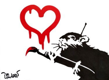 Love rat by Dr. Love ( Tribute to Banksy ) Pintura titulada "Love rat by Dr. Lov…" por Dr. Love, Obra de arte original, Acrílico