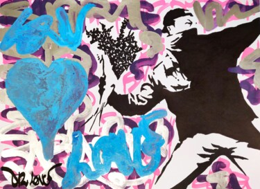 Super love rebel ( Tribute to Banksy ) Pintura titulada "Super love rebel (…" por Dr. Love, Obra de arte original, Acrílico