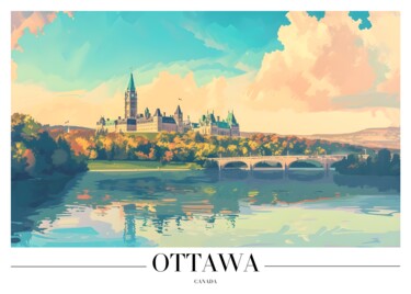 제목이 "Ottawa Cityscape: A…"인 디지털 아트 春宇 关로, 원작, AI 생성 이미지 판지에 장착됨