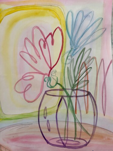 Pittura intitolato "Flowers on vase" da Ninel Ponoma, Opera d'arte originale, Acquarello