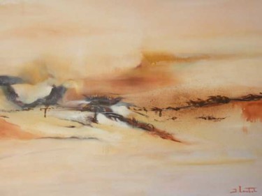 Painting titled "Ocres II" by Arlette Loubet, Original Artwork, Oil