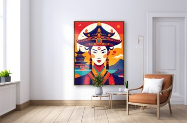 「Artiste peintre & d…」というタイトルの絵画 Aimé Dansouによって, オリジナルのアートワーク, デジタル絵画 ウッドストレッチャーフレームにマウント