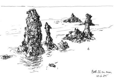 Drawing titled "Aiguilles de Port-C…" by Philippe Juttens, Original Artwork, Marker
