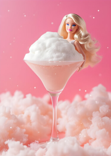 Digitale Kunst getiteld "Dreamy Barbie in a…" door Chun Yu Guan, Origineel Kunstwerk, AI gegenereerde afbeelding Gemonteerd…