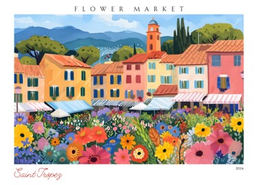 Цифровое искусство под названием "Saint Tropez Flower…" - 春宇 关, Подлинное произведение искусства, Изображение, сгенерированн…