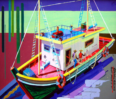 Pintura intitulada "Barco Navegante" por Eduardo Marques De Jesus, Obras de arte originais, Acrílico