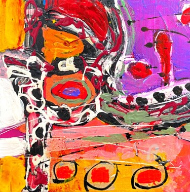 Schilderij getiteld "color in the azure" door Didou, Origineel Kunstwerk, Acryl Gemonteerd op Frame voor houten brancard