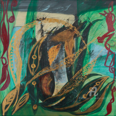 Das grüne Schloss Schilderij getiteld "Das grüne Schloss" door Martina Heyd-Jilg, Origineel Kunstwerk, Acryl Gemonteerd op Frame voor houten b…