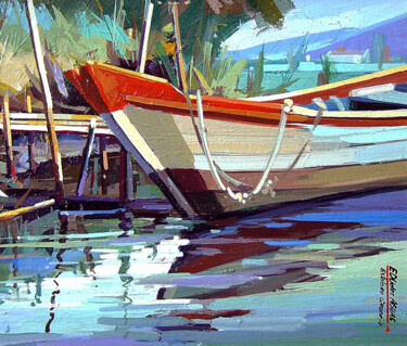 Barco Pesqueiro Pintura intitulada "Barco Pesqueiro" por Eduardo Marques De Jesus, Obras de arte originais, Acrílico