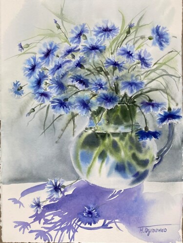 Cornflowers, watercolor painting