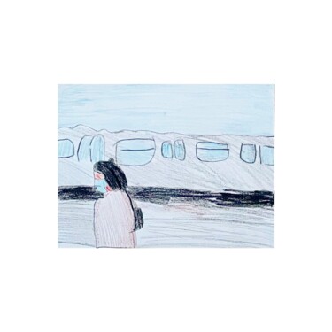 제목이 "Train station iii"인 그림 Irfan Ajvazi로, 원작, 파스텔