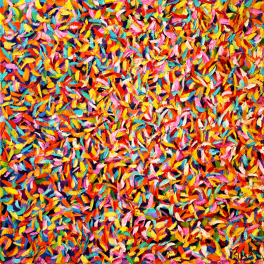 Painting titled "Abstract. The garde…" by Andrei Sitsko, Original Artwork, Oil Mounted on Wood Stretcher frame