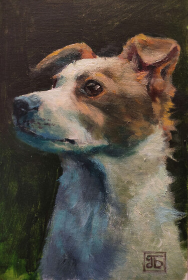 Ζωγραφική με τίτλο "Dog Portrait" από Peter Bespalenok, Αυθεντικά έργα τέχνης, Λάδι