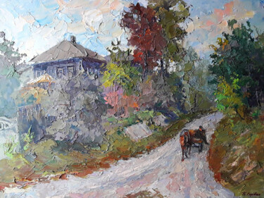 Rural landscape Картина под названием "Rural landscape" - Boris Serdyuk, Подлинное произведение искусства, Масло Установлен на Деревянная ра…