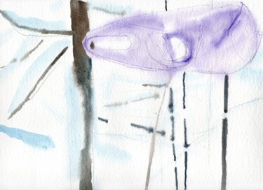 Winter landscape, Flying plastic bags series Pittura intitolato "Winter landscape, F…" da Alexander Pogorzhelsky, Opera d'arte originale, Acquarello