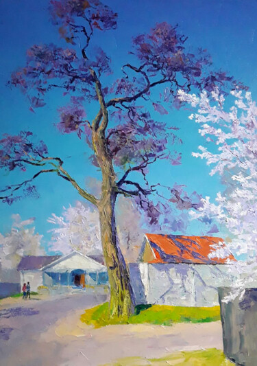 Spring in the village "Spring in the villa…" başlıklı Tablo Boris Serdyuk tarafından, Orijinal sanat, Petrol Ahşap Sedye çerçevesi üzerine monte e…