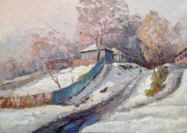 Schilderij getiteld "Thaw" door Boris Serdyuk, Origineel Kunstwerk, Olie Gemonteerd op Frame voor houten brancard