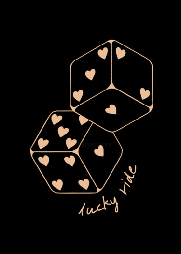 Arts numériques intitulée "Lucky Dice with Hea…" par Chun Yu Guan, Œuvre d'art originale, Image générée par l'IA Monté sur C…