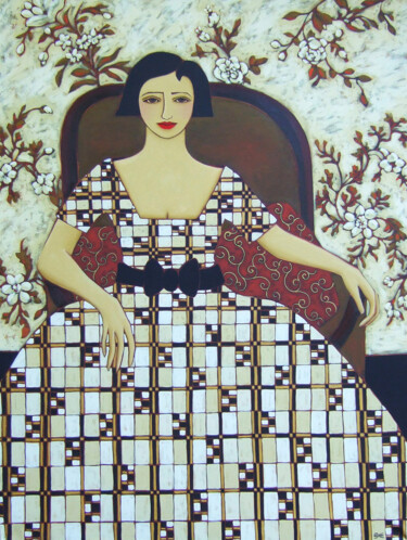 绘画 标题为“Viennese Evening II” 由Karen Rieger, 原创艺术品, 油 安装在木质担架架上