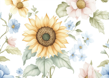 Цифровое искусство под названием "Sunflower Symphony:…" - 春宇 关, Подлинное произведение искусства, Изображение, сгенерированн…