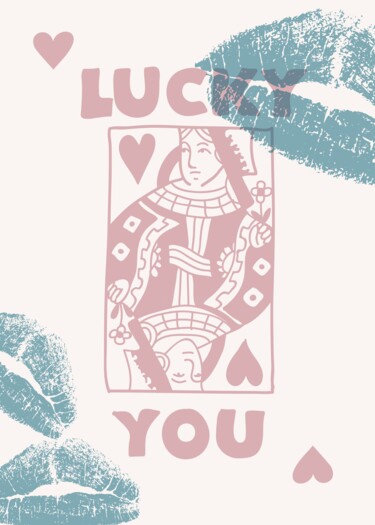 Digitale Kunst getiteld "Love Letter to Luck…" door Chun Yu Guan, Origineel Kunstwerk, AI gegenereerde afbeelding Gemonteerd…