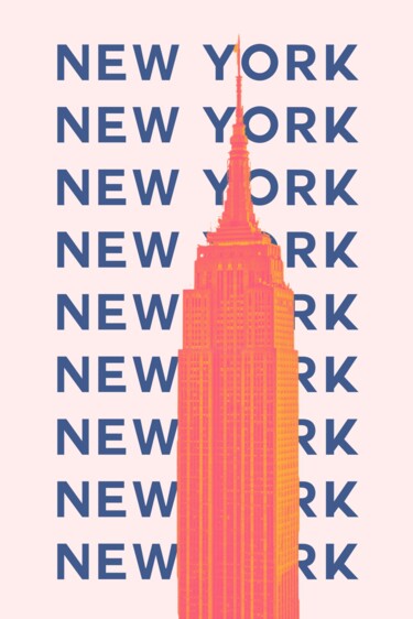 「Empire State Buildi…」というタイトルのデジタルアーツ 春宇 关によって, オリジナルのアートワーク, AI生成画像 段ボールにマウント