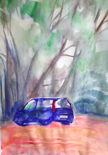 Pittura intitolato "By the tree" da Alexey Zhucovsky, Opera d'arte originale, Acquarello