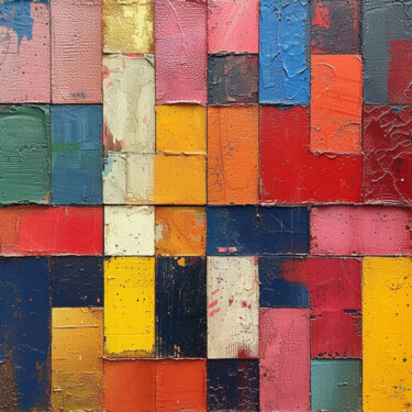 Arts numériques intitulée "Vibrant Patchwork W…" par Chun Yu Guan, Œuvre d'art originale, Image générée par l'IA Monté sur C…
