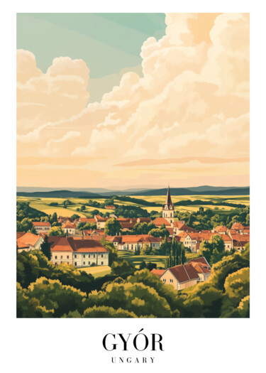 Digital Arts με τίτλο "Győr, Hungary: Vill…" από 春宇 关, Αυθεντικά έργα τέχνης, Εικόνα που δημιουργήθηκε με AI Τοποθετήθηκε στ…