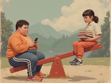 Digital Arts με τίτλο "La Balançoire" από Jean-Marie Gitard (Mr STRANGE), Αυθεντικά έργα τέχνης, Ψηφιακό Κολάζ Τοποθετήθηκε…