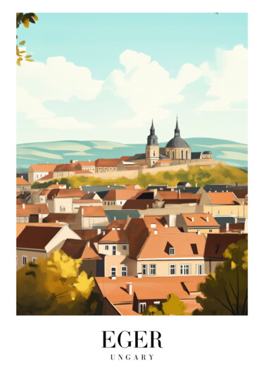 Digital Arts με τίτλο "Eger, Hungary: Past…" από 春宇 关, Αυθεντικά έργα τέχνης, Εικόνα που δημιουργήθηκε με AI Τοποθετήθηκε στ…
