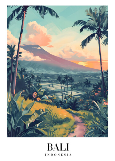 数字艺术 标题为“Bali Serenity: Trop…” 由春宇 关, 原创艺术品, AI生成的图像 安装在纸板上