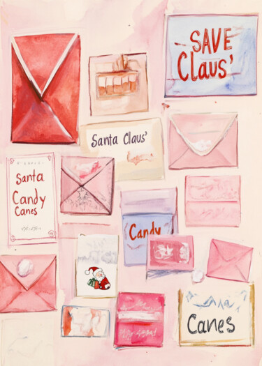 Digitale Kunst getiteld "Christmas Letters t…" door Chun Yu Guan, Origineel Kunstwerk, AI gegenereerde afbeelding Gemonteerd…