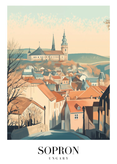 Digital Arts με τίτλο "Sopron: Pastel Hues…" από 春宇 关, Αυθεντικά έργα τέχνης, Εικόνα που δημιουργήθηκε με AI Τοποθετήθηκε στ…