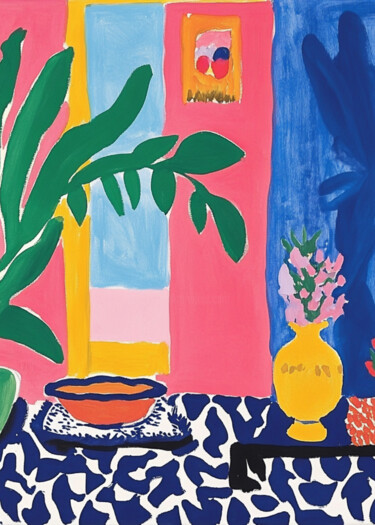 Digital Arts titled "Vibrant Still Life…" by Chun Yu Guan, Original Artwork, AI generated image Mounted on Cardboard