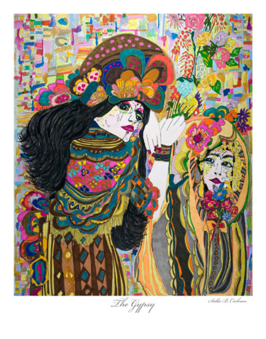 제목이 "The Gypsy"인 그림 Sallie B. Cochran로, 원작, 잉크