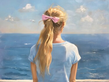 "Ocean Gaze: Serenit…" başlıklı Dijital Sanat 春宇 关 tarafından, Orijinal sanat, AI tarafından oluşturulan görüntü Karton üzer…