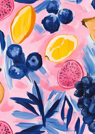 "Fruitful Vibrance:…" başlıklı Dijital Sanat 春宇 关 tarafından, Orijinal sanat, AI tarafından oluşturulan görüntü Karton üzeri…