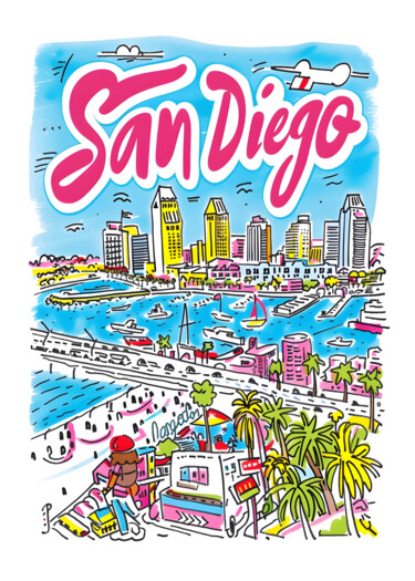 Arte digital titulada "San Diego Coastal A…" por Chun Yu Guan, Obra de arte original, Imagen generada por IA Montado en Cart…